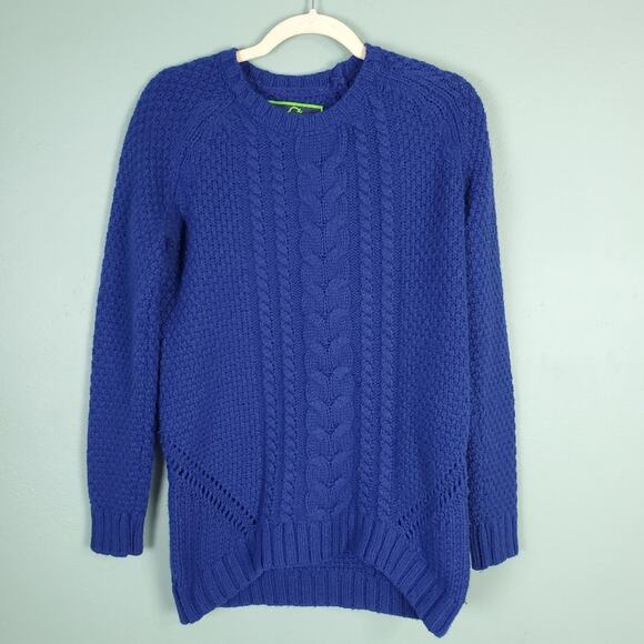 C Wonder Oversized Cable Knit Crew Neck Blue Sweater Size XS - Picture 1 of 5